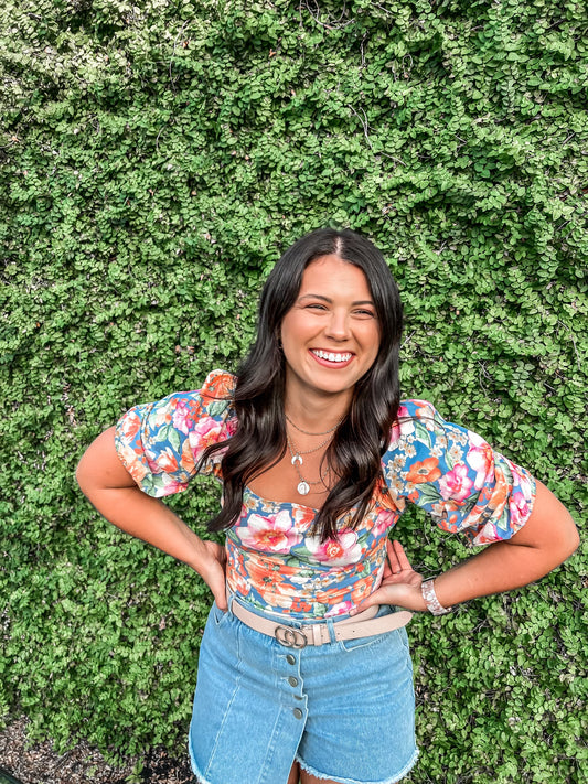 Floral Puff Crop Top