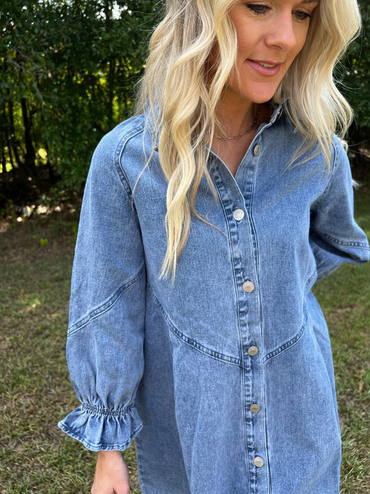 Babydoll Denim Shirt Dress