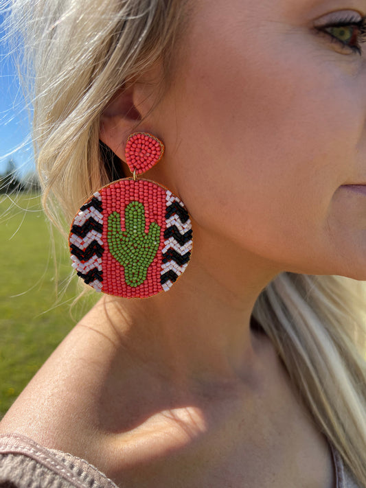 Cactus Beaded Earrings