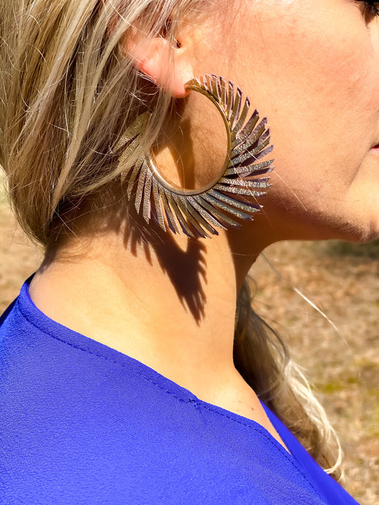 Golden Fan Hoop Earrings