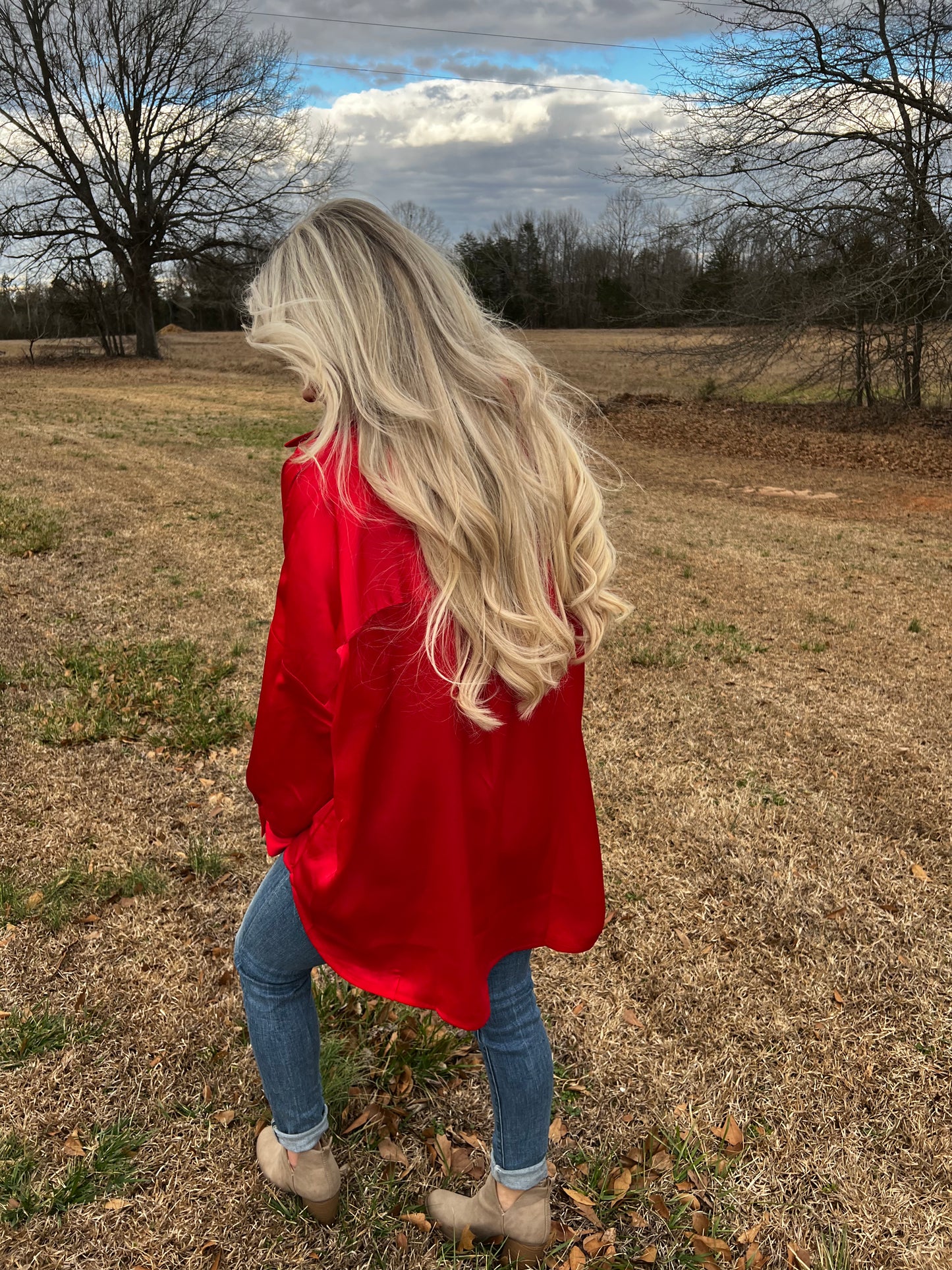 Red Satin Top