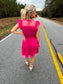 Mesh Mini Dress in Electric Pink