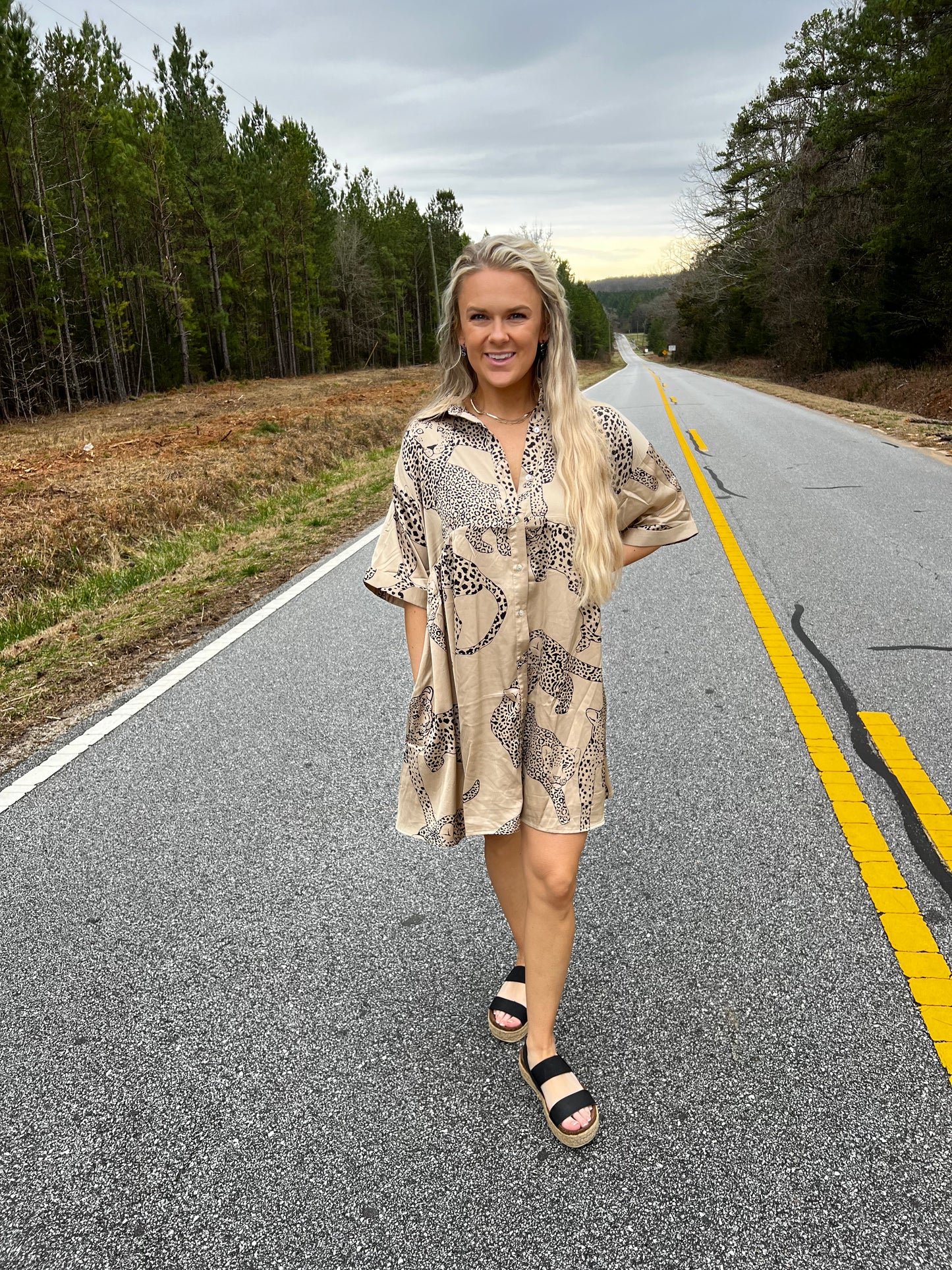 Leopard Dress in Latte