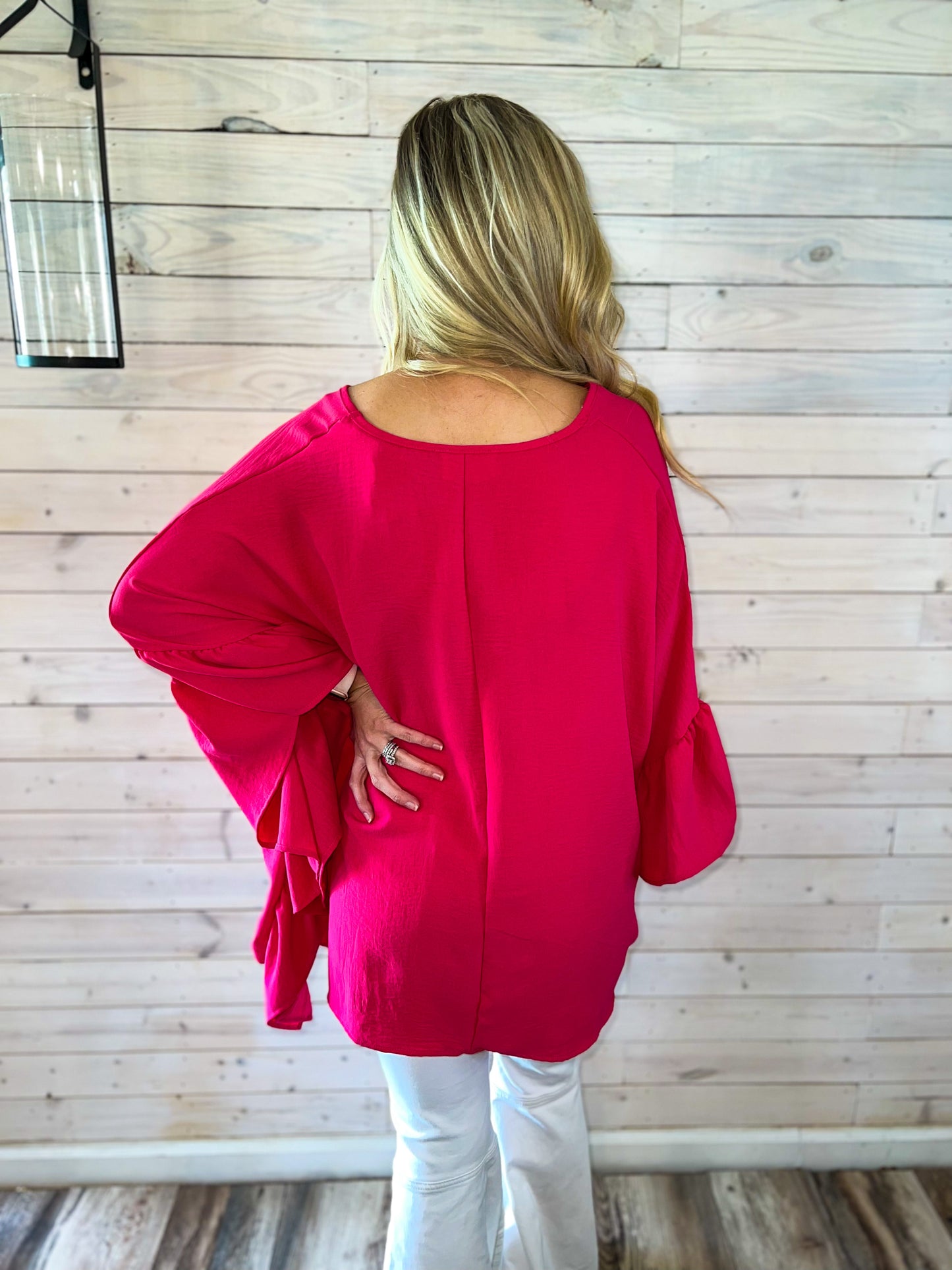 Lovin' Ruffles Top in Hot Pink