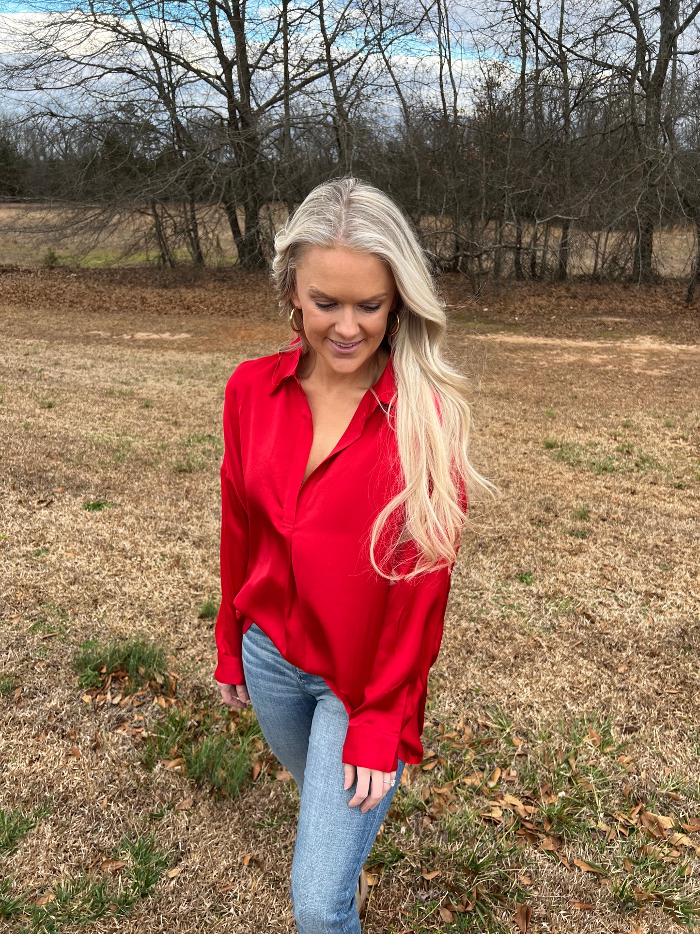 Red Satin Top