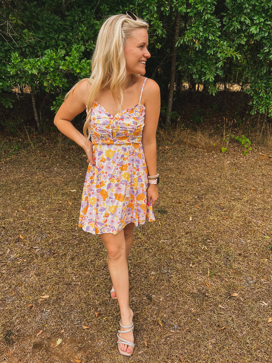 Fresh Blooms Dress in Lavender & Orange