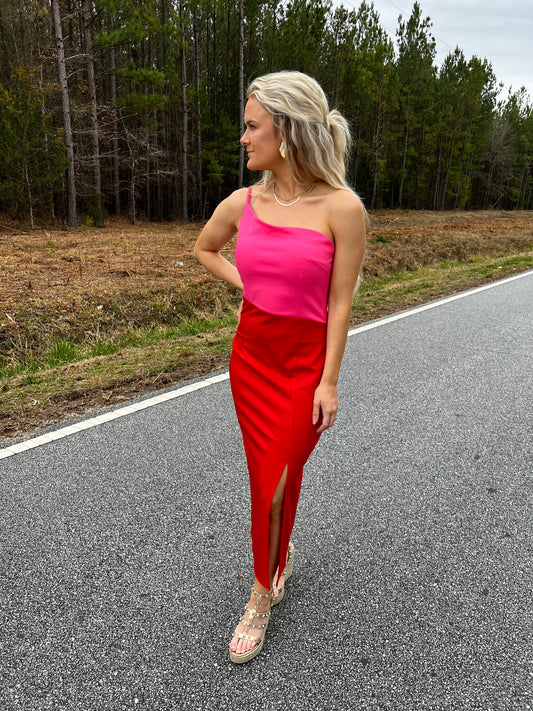 Color Block Bodycon Midi