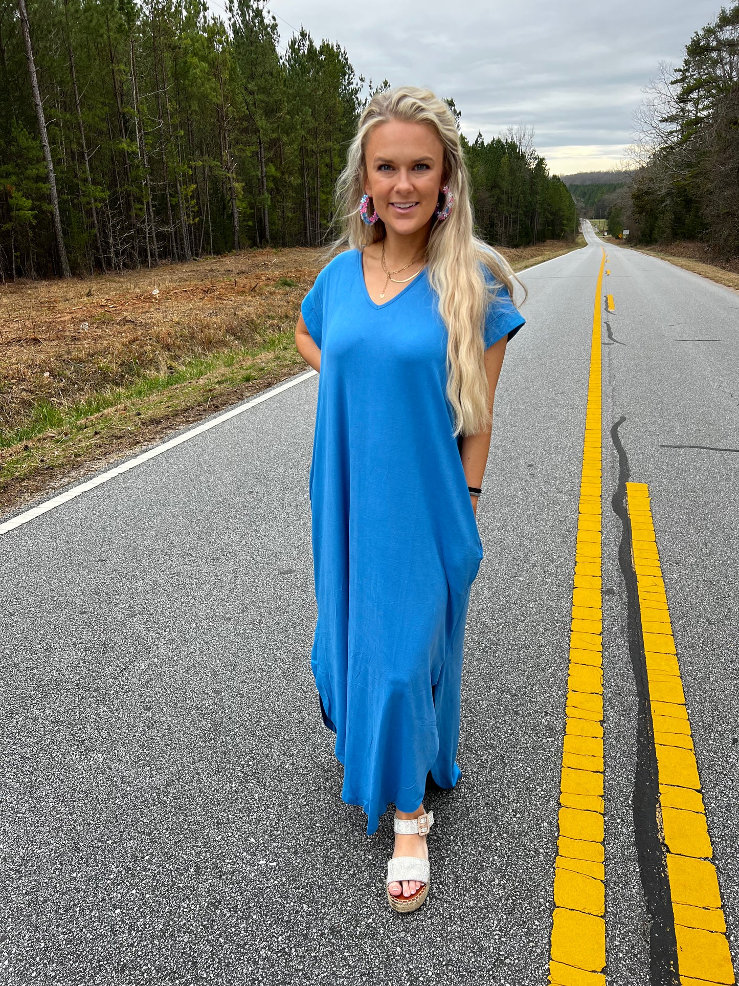 T Shirt Dress in French Blue— Available in Plus