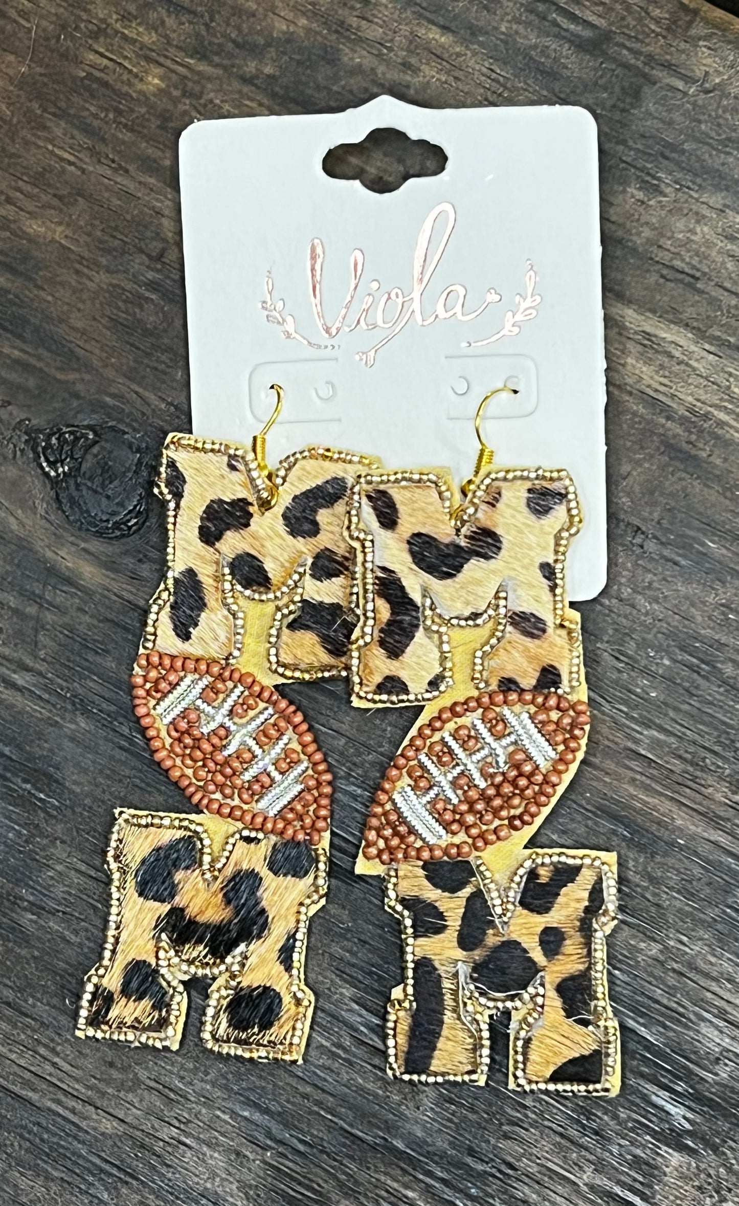 Football Mom Cheetah Earrings