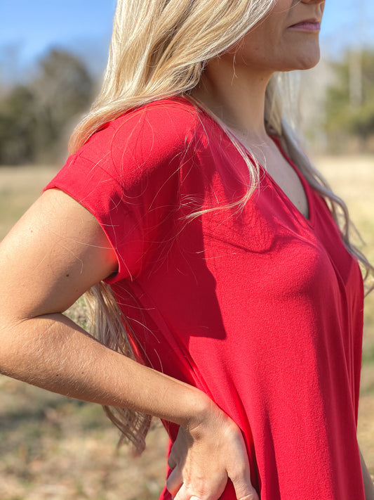 Swinging Shirt Dress in Red