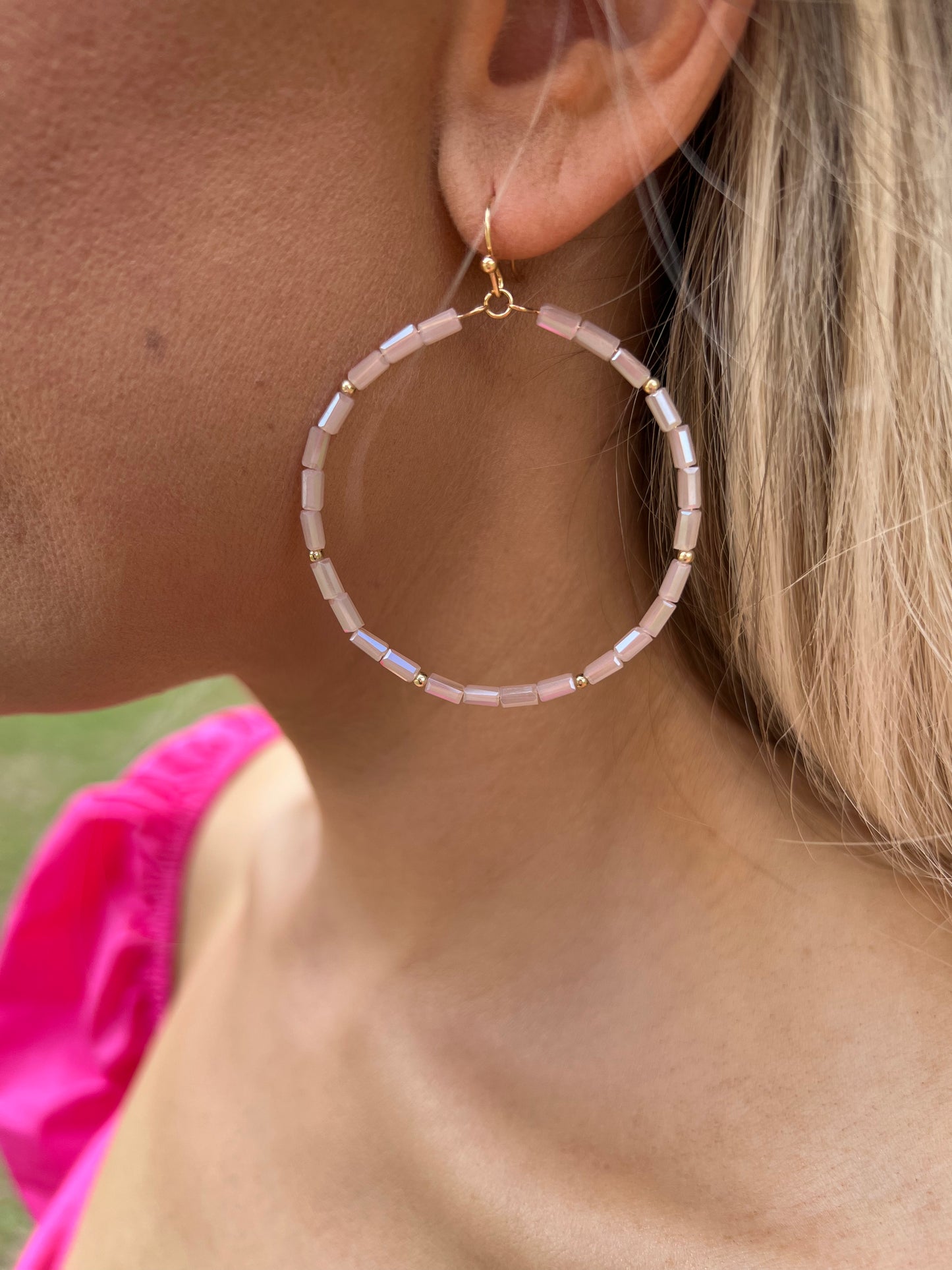 Pink Circle Drop Hoops