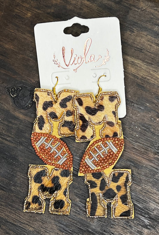 Football Mom Cheetah Earrings