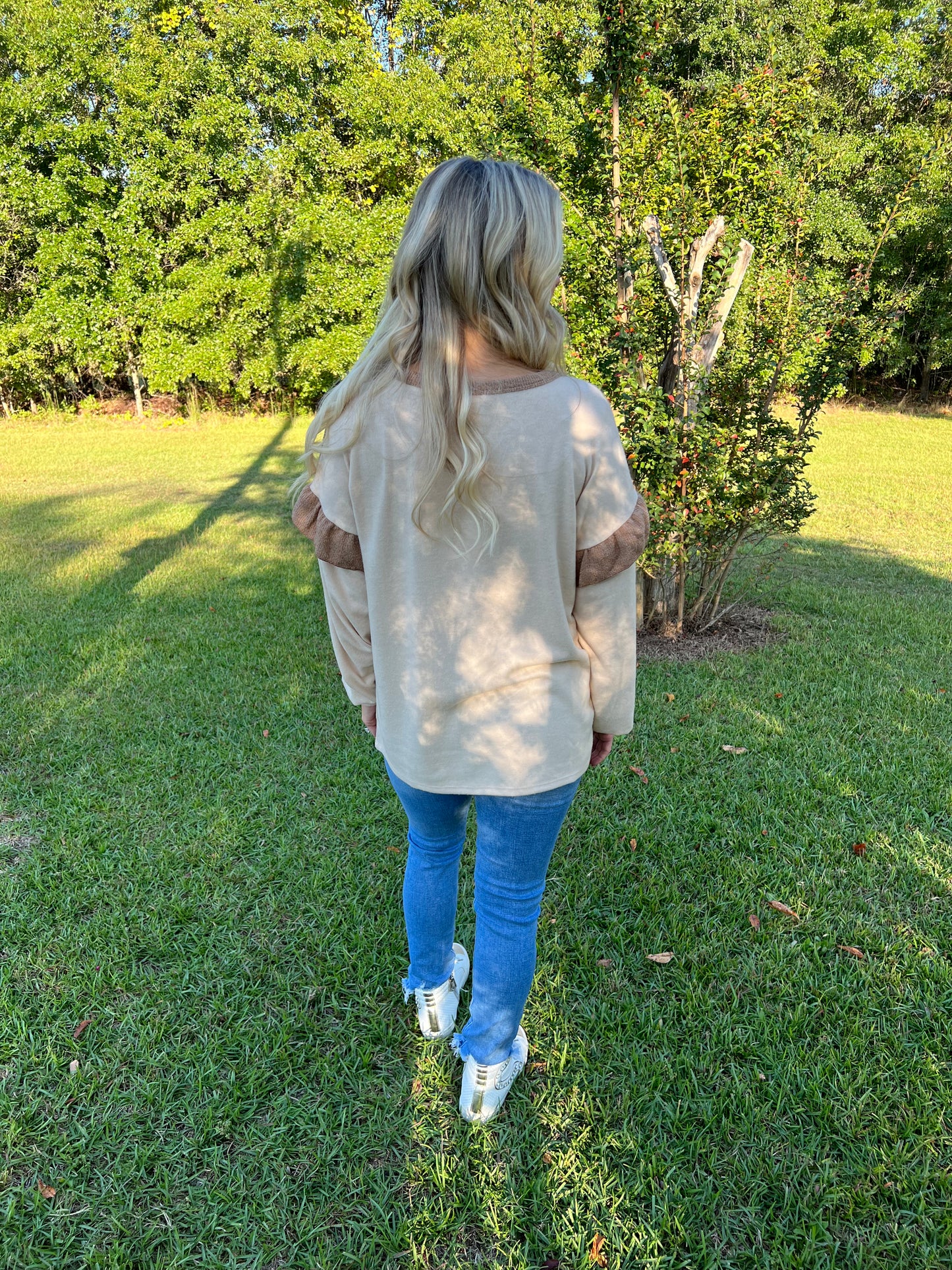 Ruffle Sweater in Oatmeal