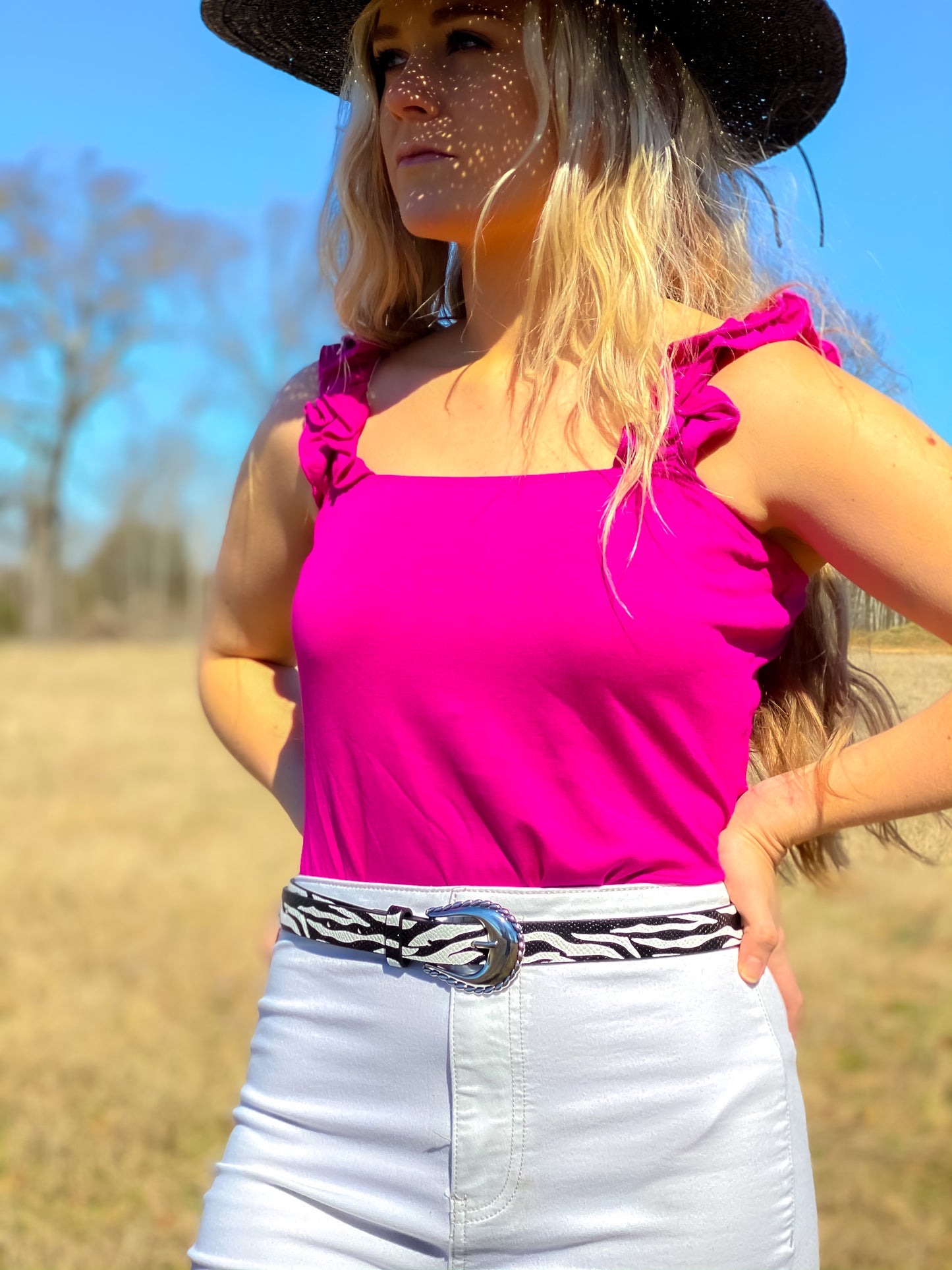 Rebel in Ruffles Hot Pink Bodysuit