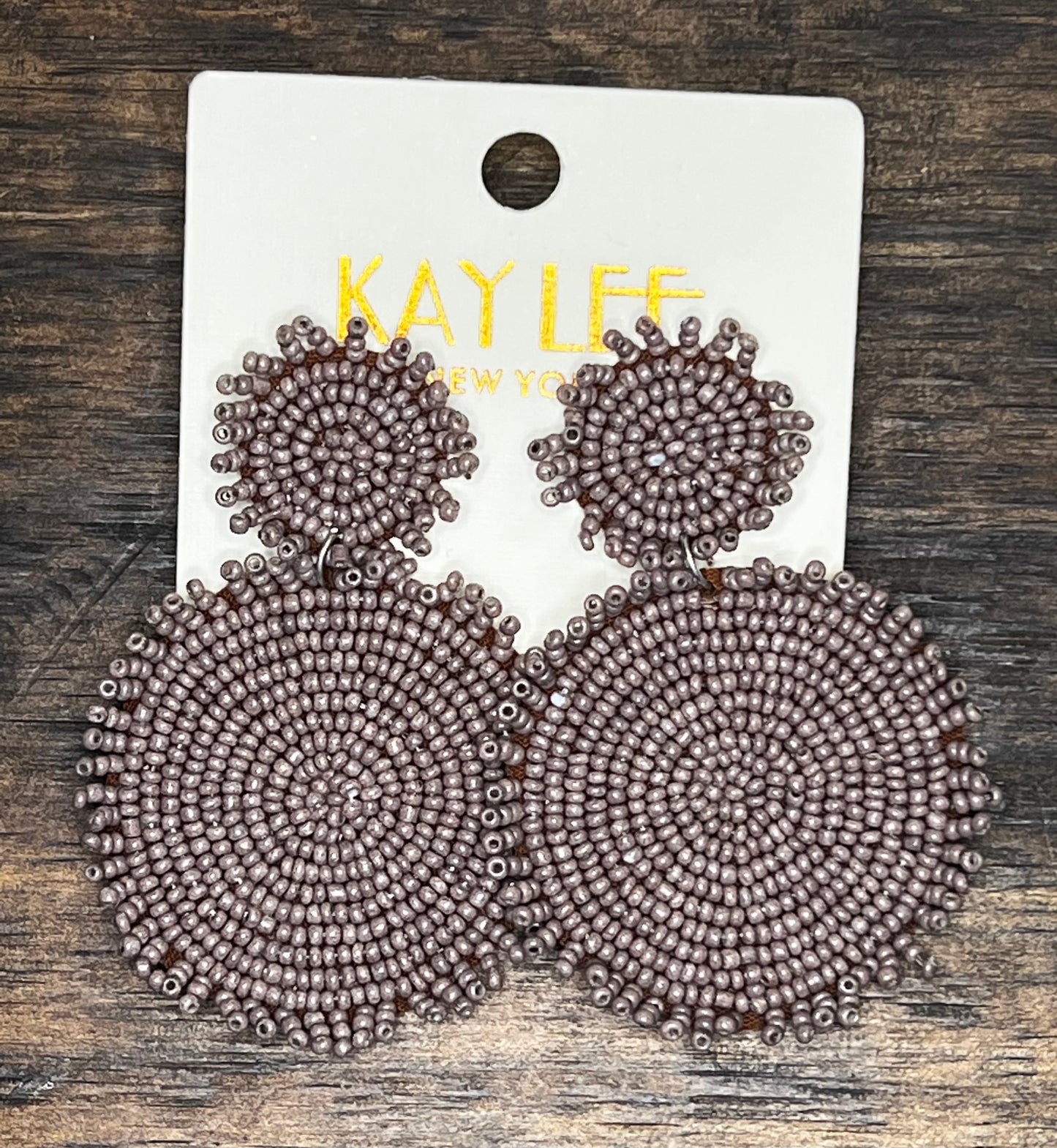 Seed Bead Earrings in Taupe