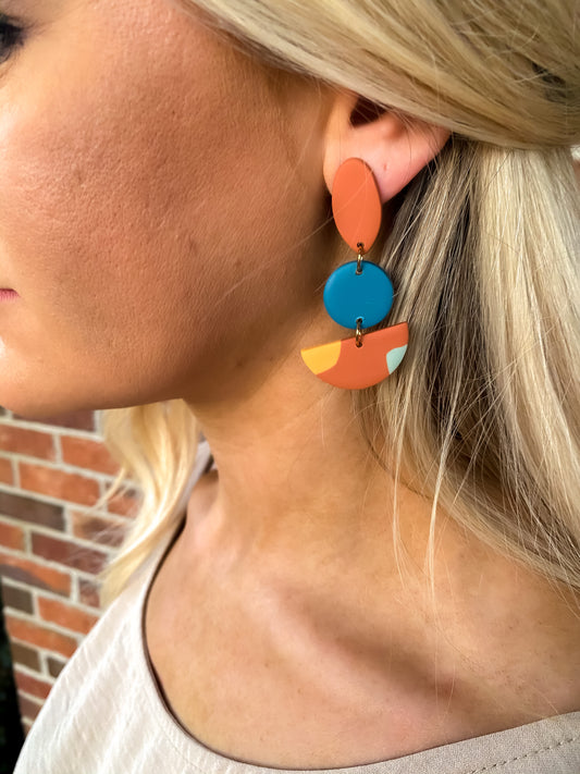 Orange Oval Earrings