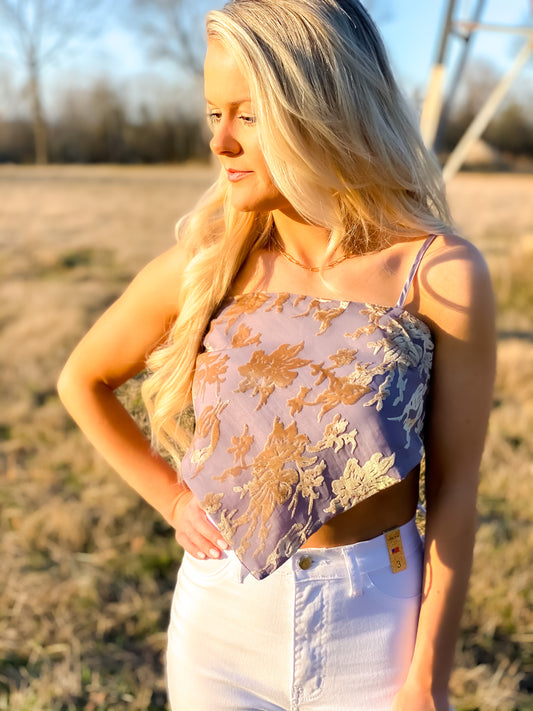 Bandana Top in Lavender & Gold