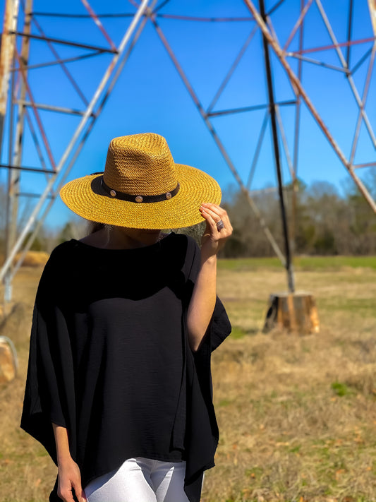 Woven Western Hat in Tan