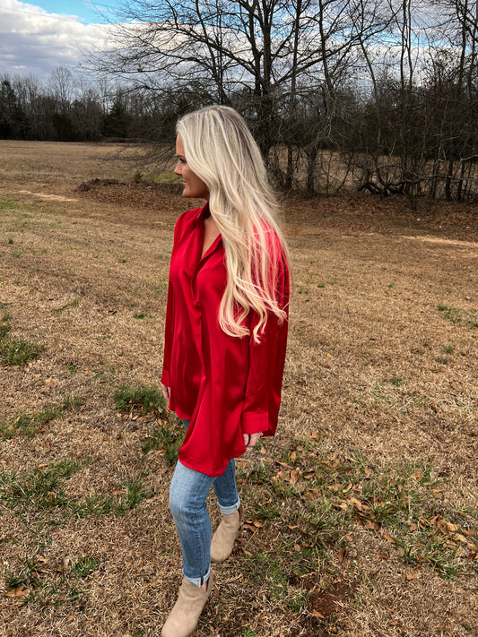 Red Satin Top