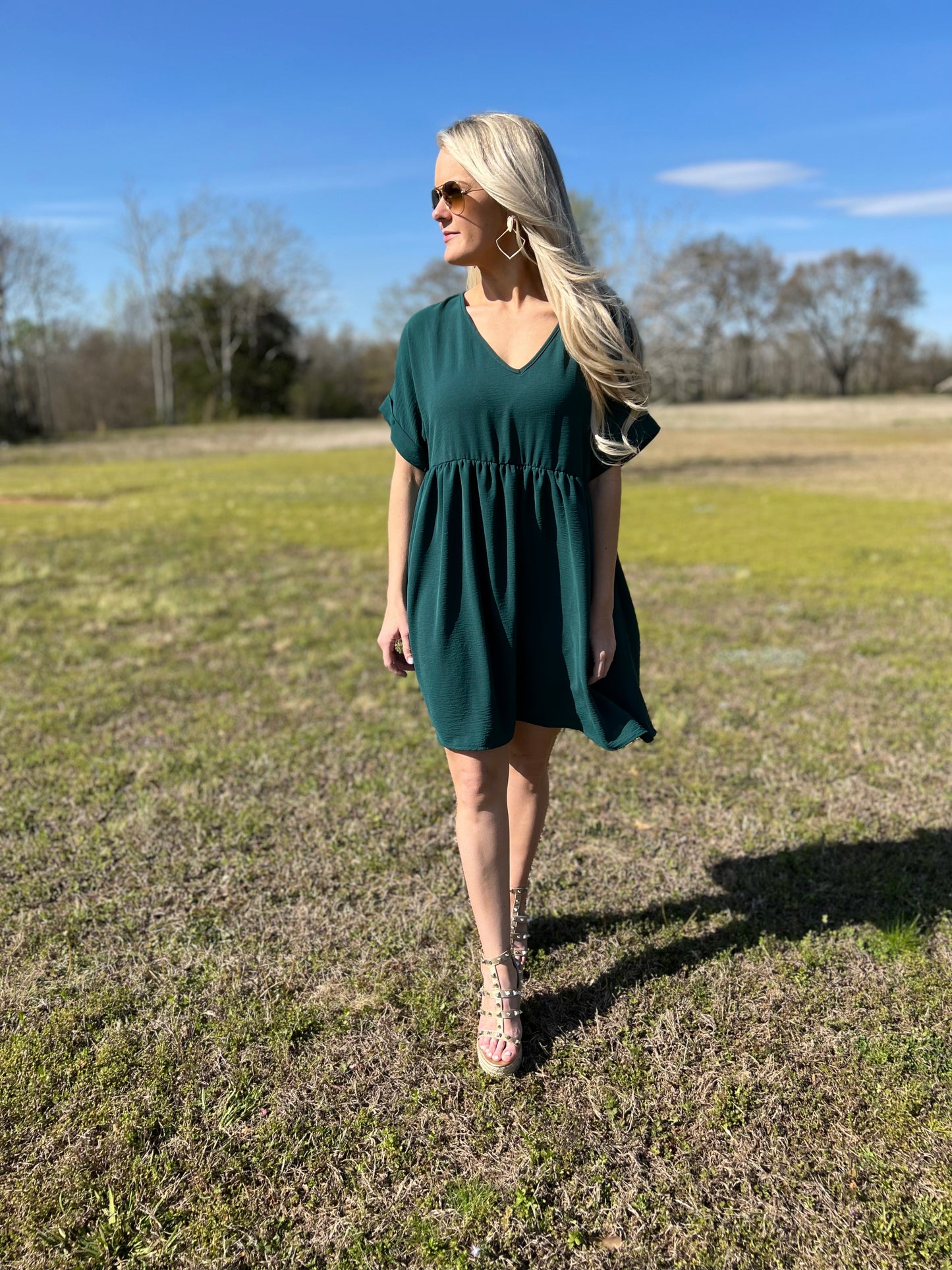 Breezy Dress in Hunter Green- Available in Plus