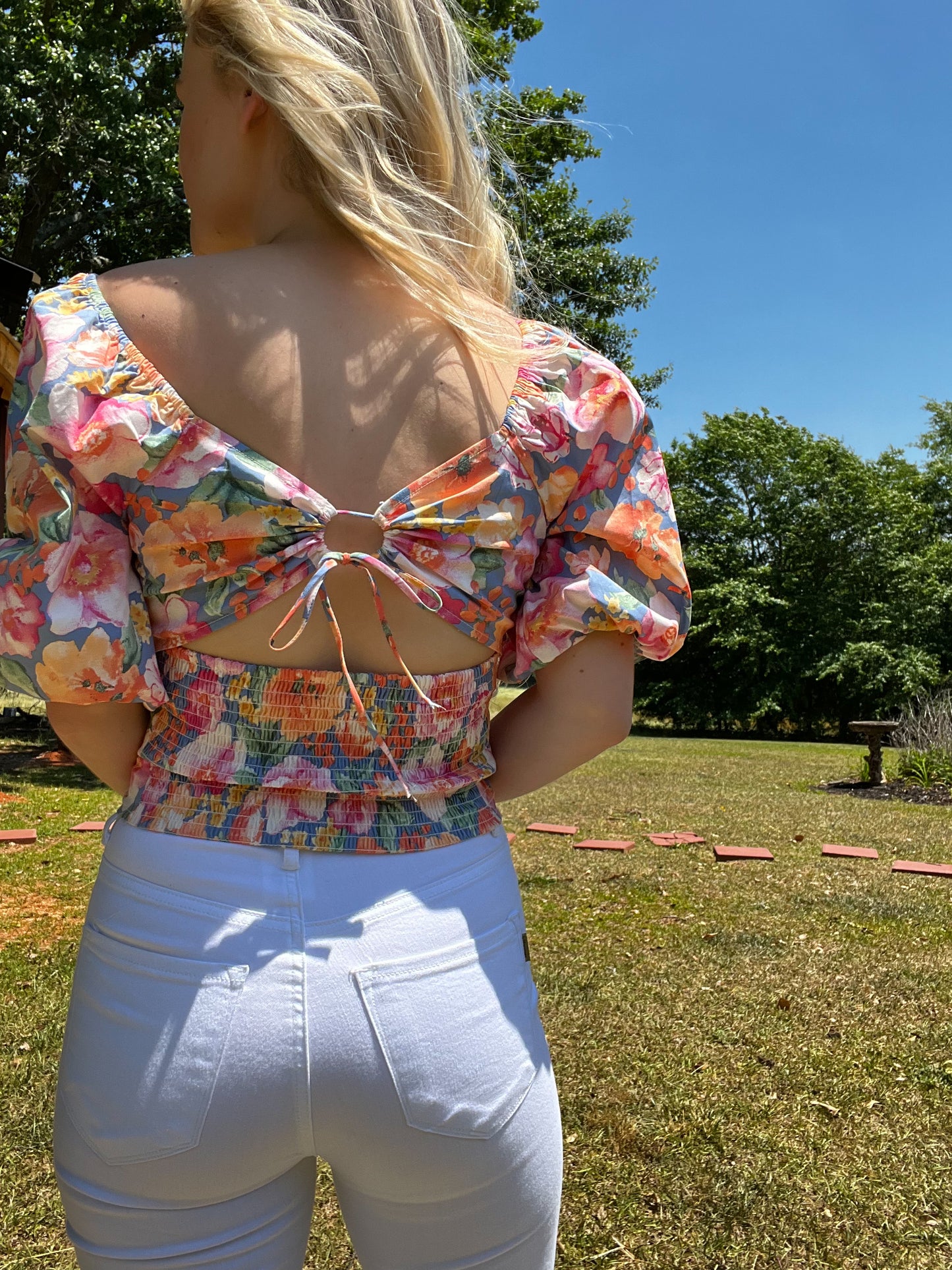 Floral Puff Crop Top