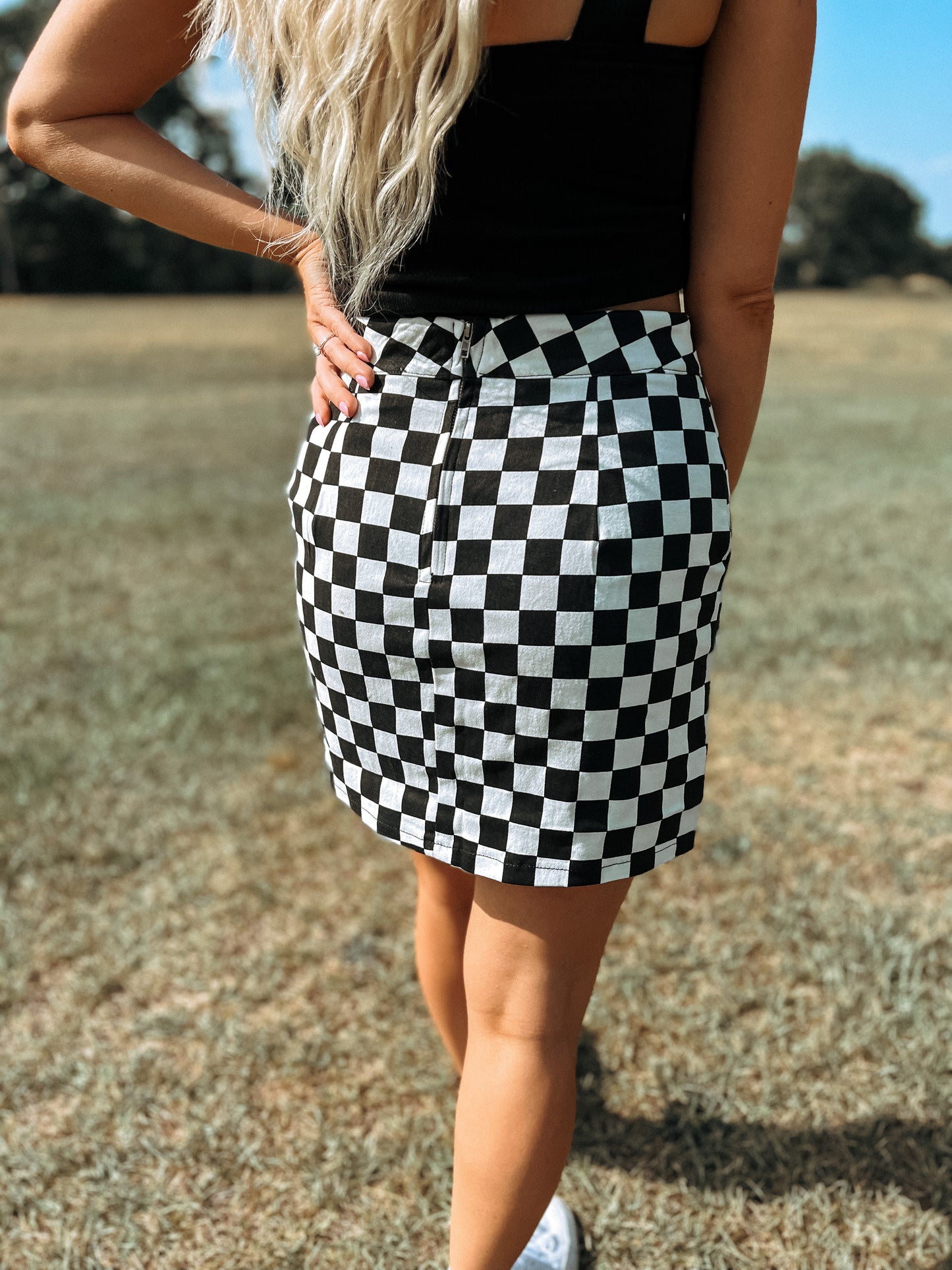 Checkered Skirt in Black and White