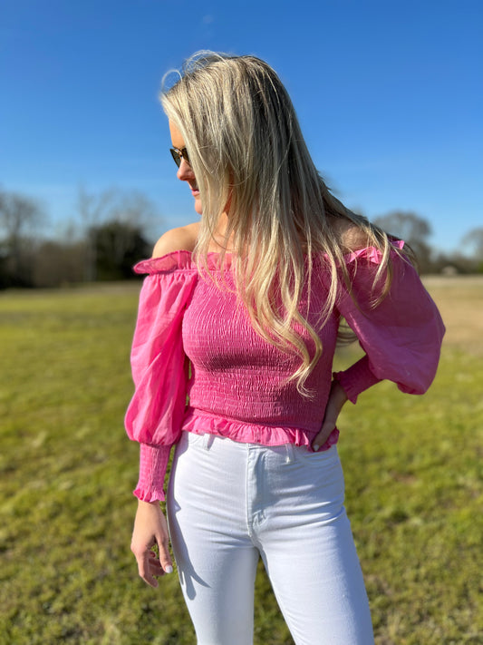 Pink Off Shoulder Top