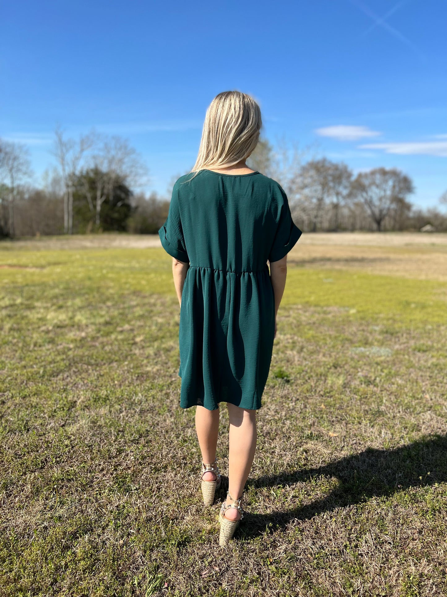 Breezy Dress in Hunter Green- Available in Plus