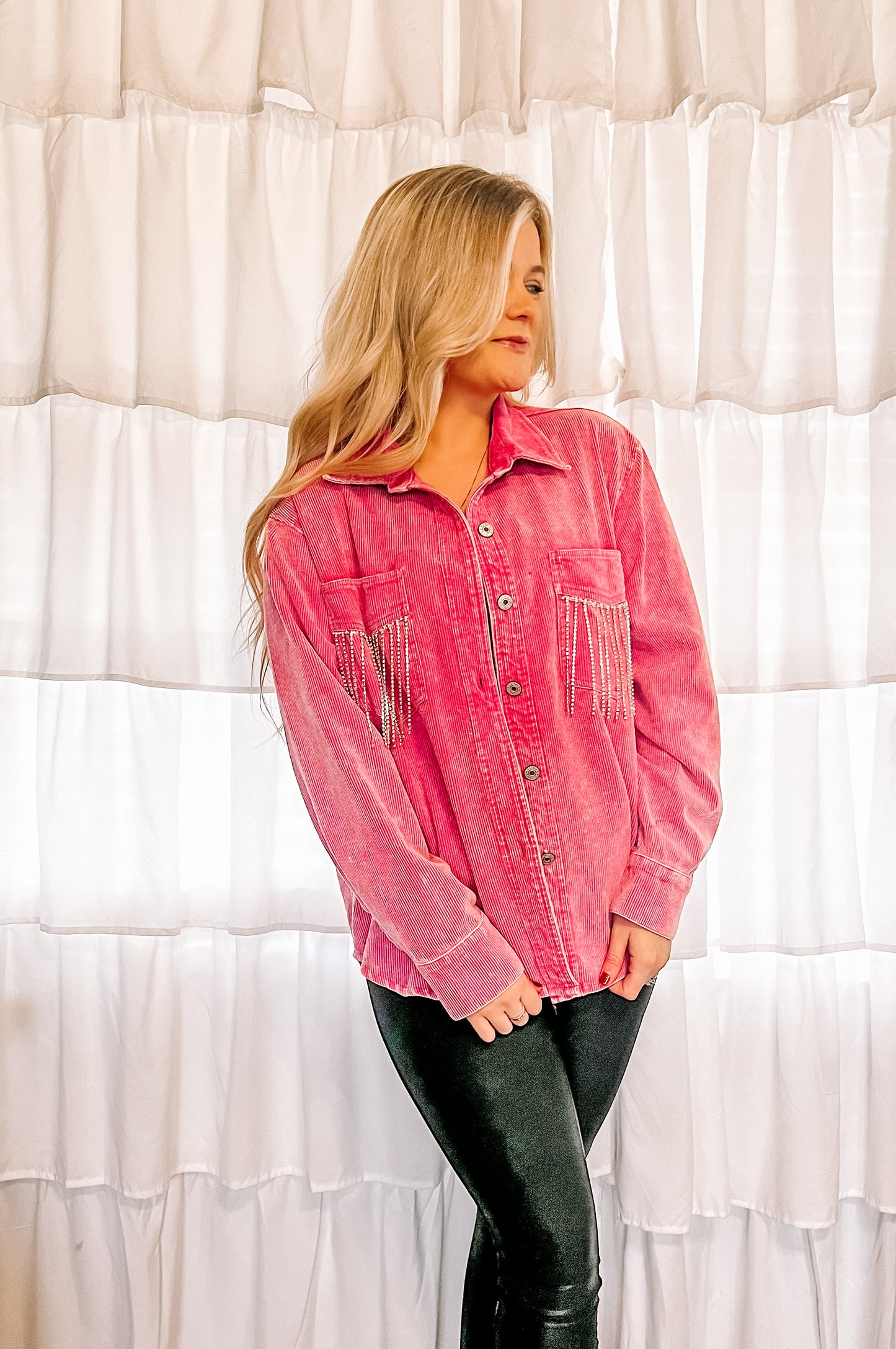 Pink Corduroy Rhinestone Jacket