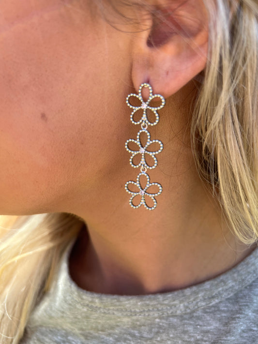 Flower Dangle Earrings in Silver