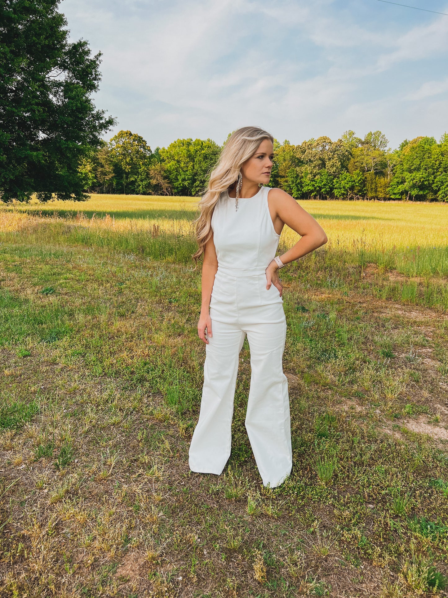 White Denim Jumpsuit