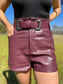 Faux Leather Buckle Shorts