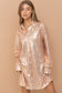 Rose Gold Sparkle Button up Shirt Dress