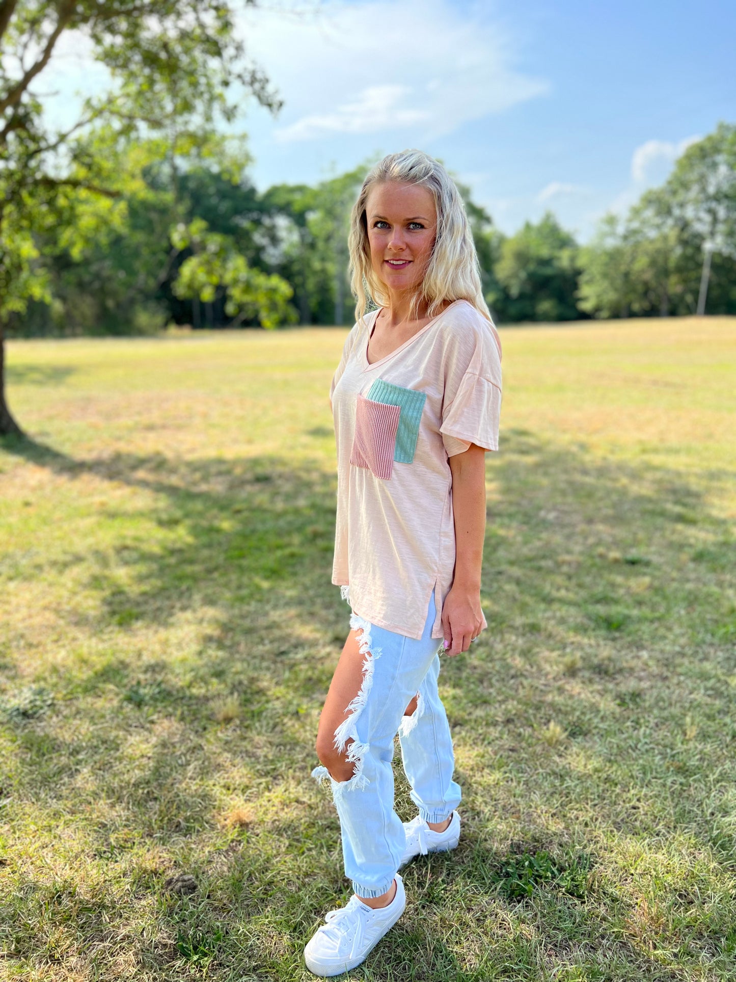 Lazy Day Top in Peach