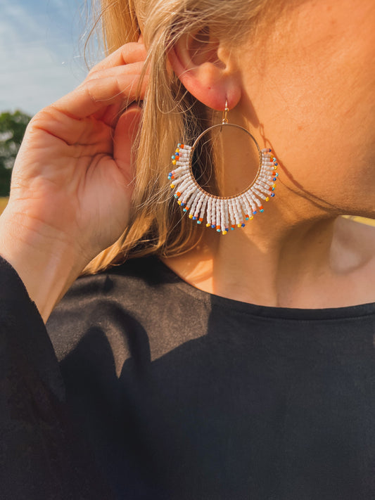 Beaded Fan Earrings