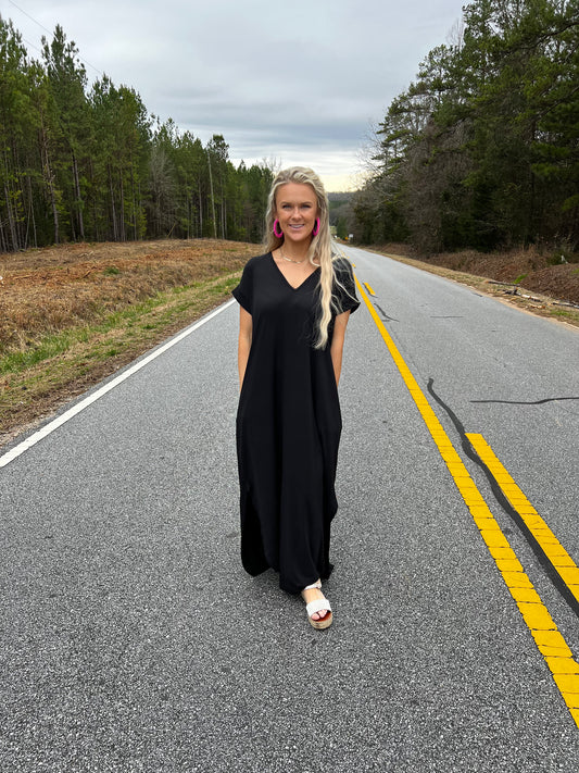 T shirt Dress in Black— Available in Plus