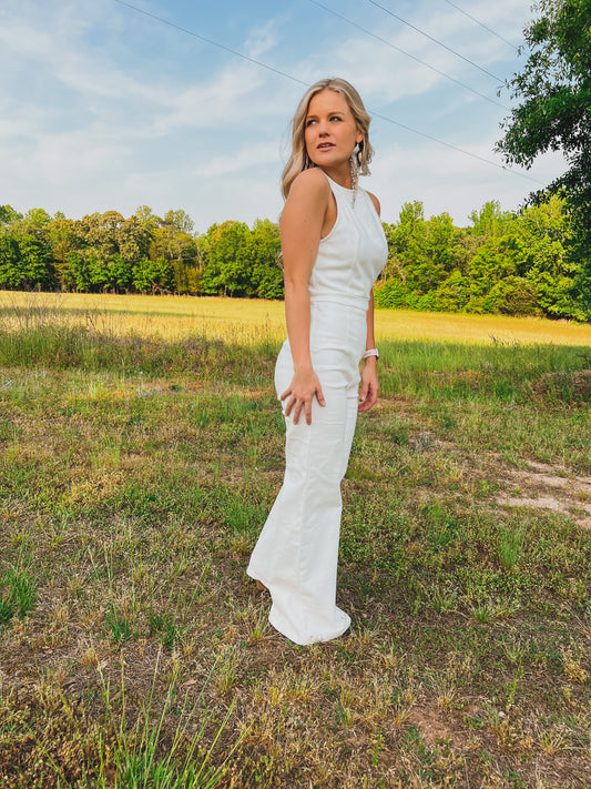 White Denim Jumpsuit