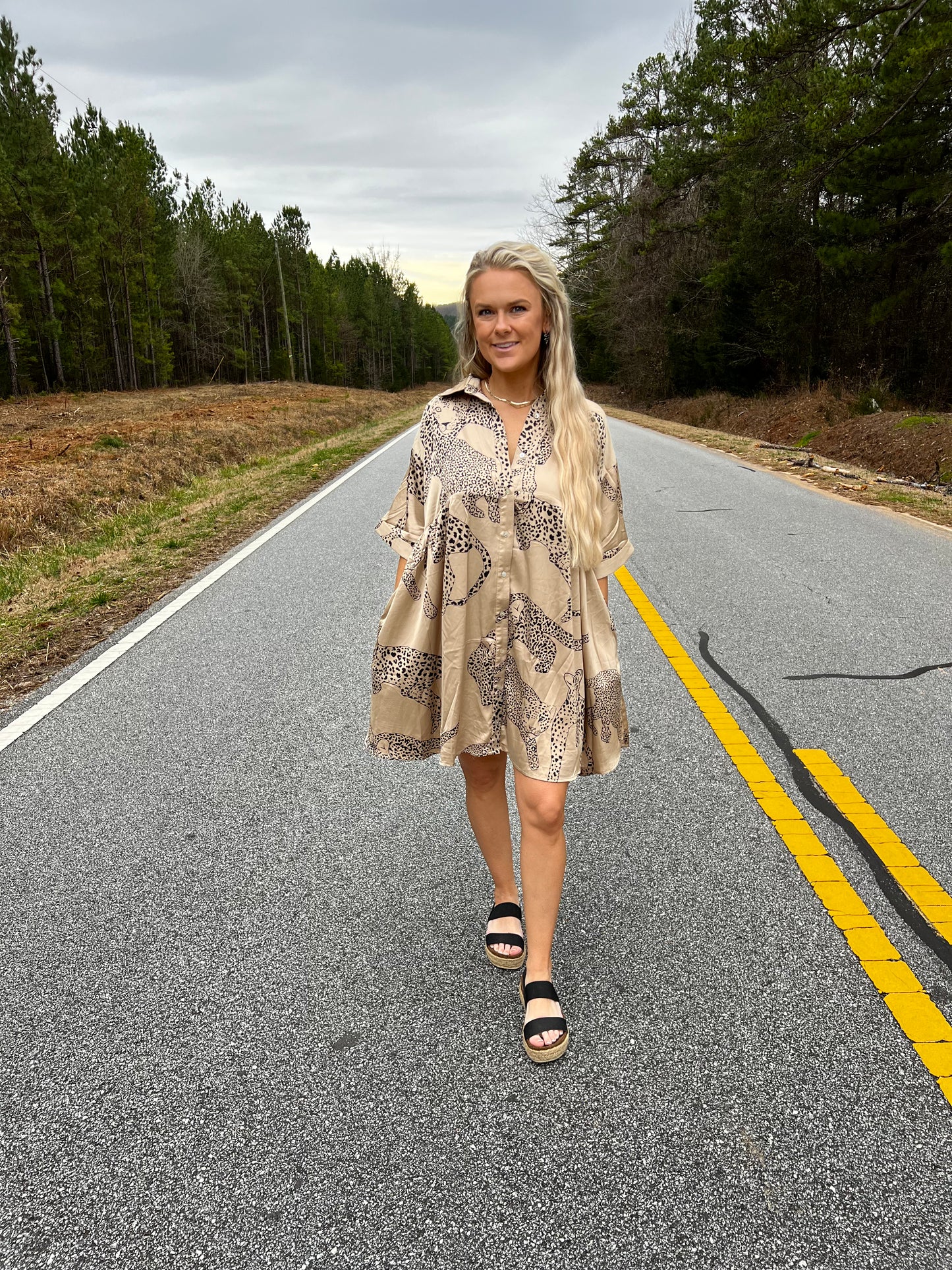 Leopard Dress in Latte