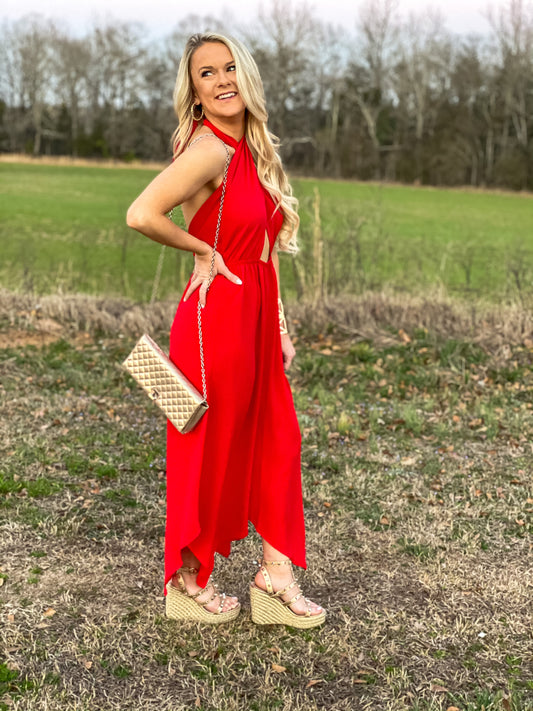 Feeling Fancy Jumpsuit in Red