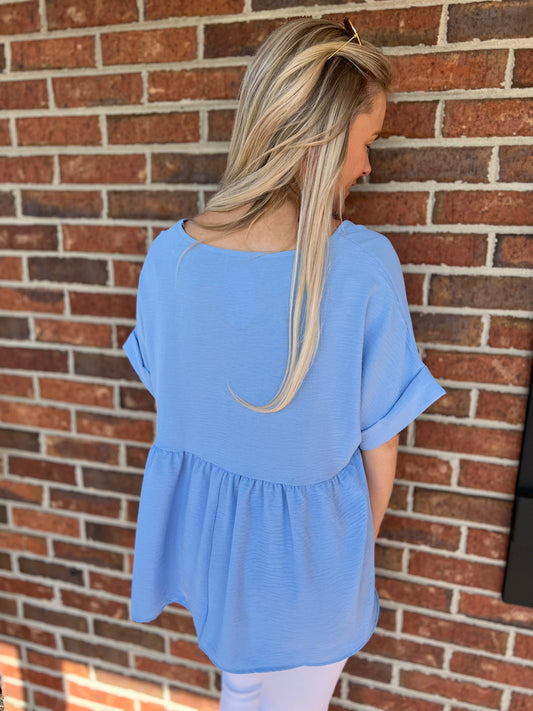 Blown Away Top in Blue- Available in Plus