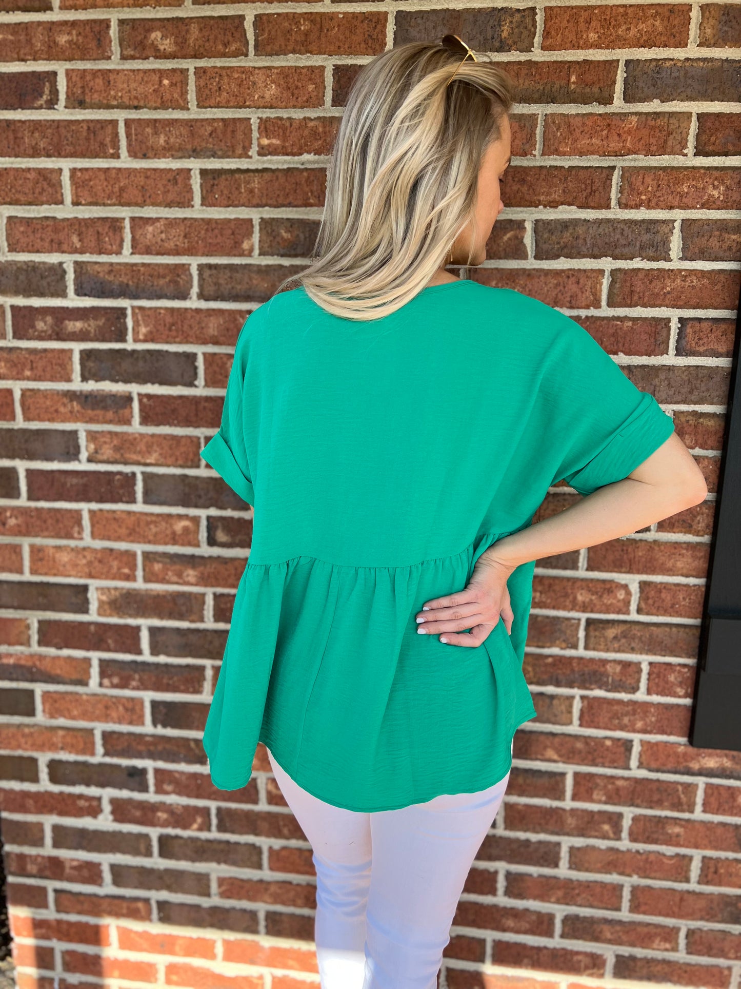 Blown Away Top in Kelly Green- Available in Plus