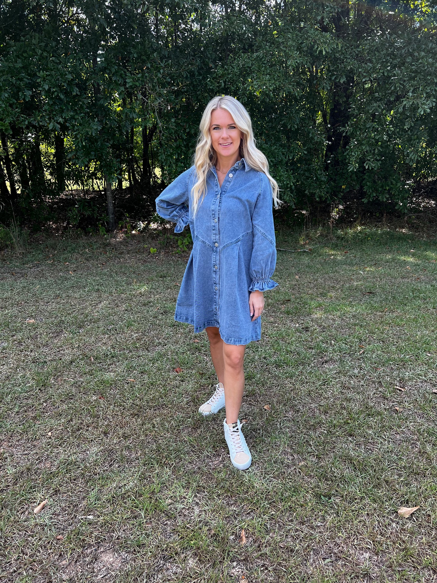 Babydoll Denim Shirt Dress