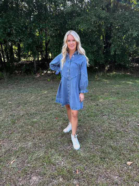 Babydoll Denim Shirt Dress