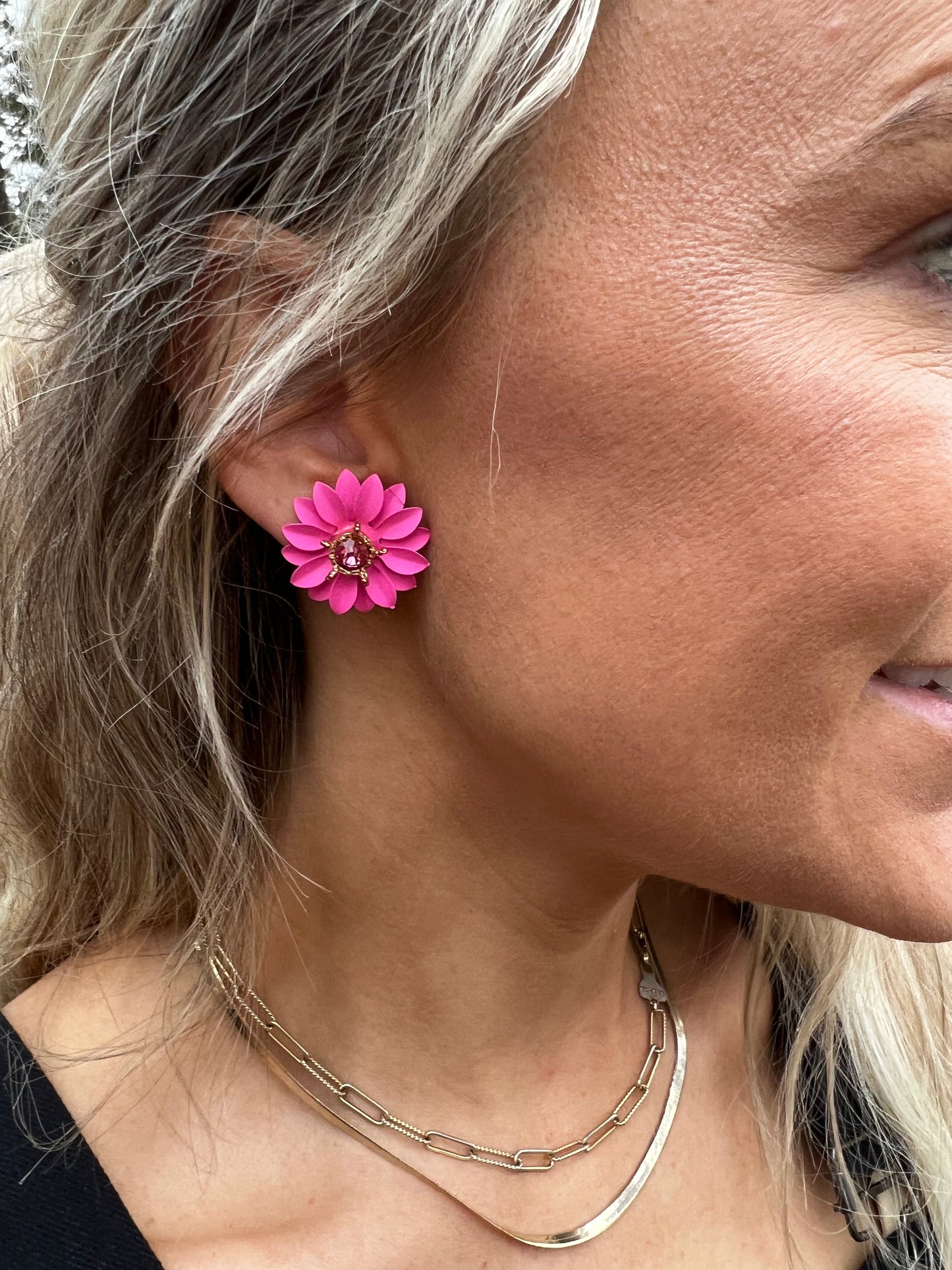 Pink Daisy Earrings