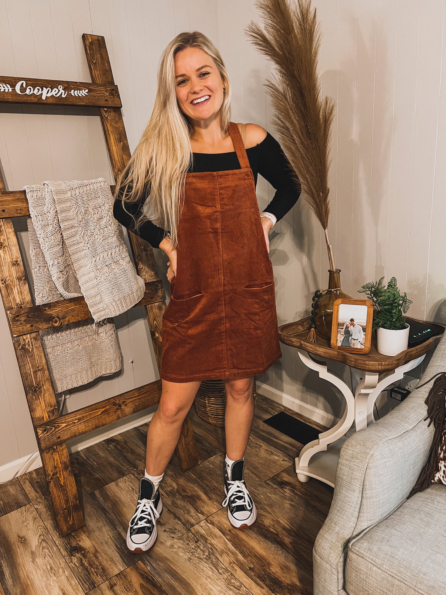 Overall The Best Corduroy Dress-Rust