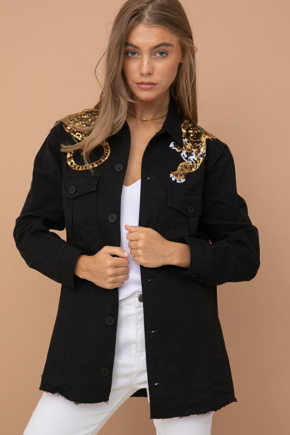 Tiger Sequin Utility Jacket