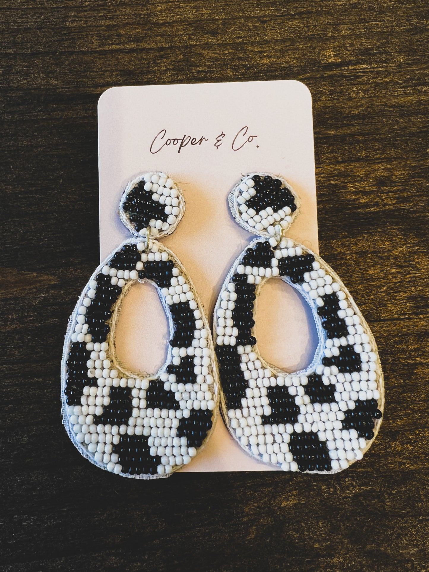 Black & White Bead Drop Earrings