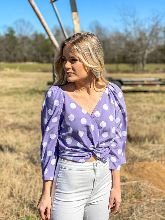 Lavender Dot Crop Shirt