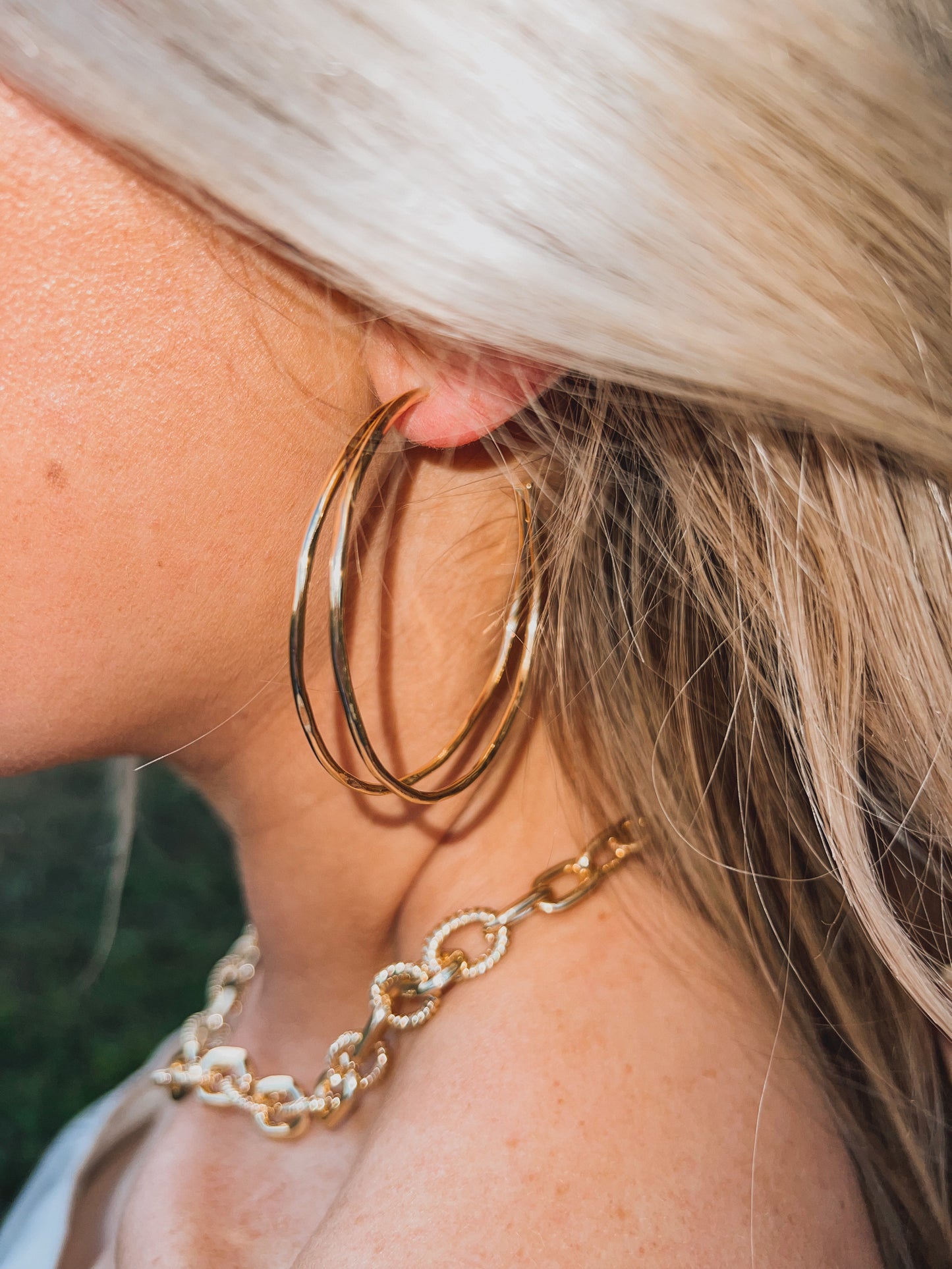 Double Hoop Earrings in Gold