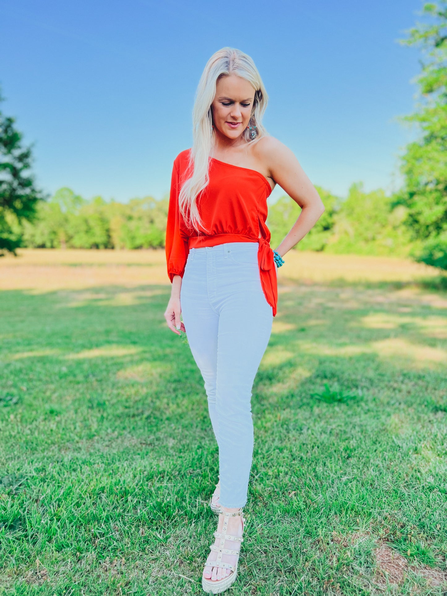 Orange One Shoulder Top